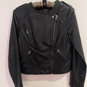 Black Topshop Biker Jacket US Size: 4